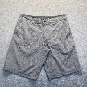 Hang Ten Chino‎ Shorts Mens Size 34 Gray Striped Pockets,Golf,Beach Activewear